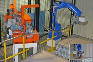 Robertpack-debander-destrapper-robot-met-shredder-voor-de-drankenindustrie